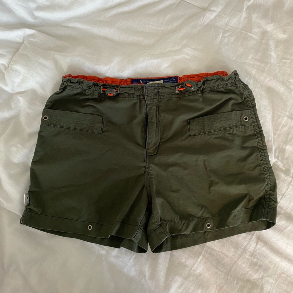 green micro cargo shorts